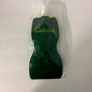 Cabela's Collapsible Water Bottle Green Folding Flask Pouch w/ Carabiner Clip